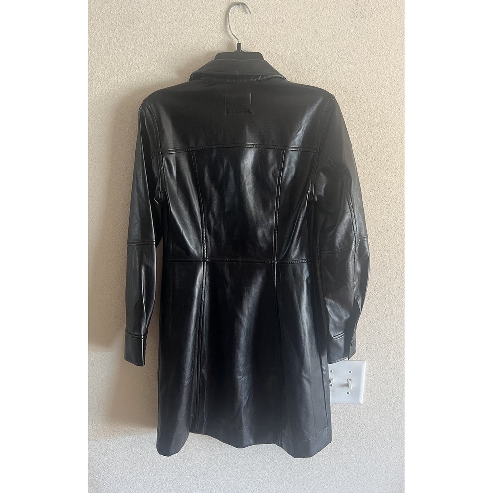 NEW Rails Ruby Faux Leather Black Mini Shirtdress Size Small Long Sleeve NWT - Picture 11 of 14